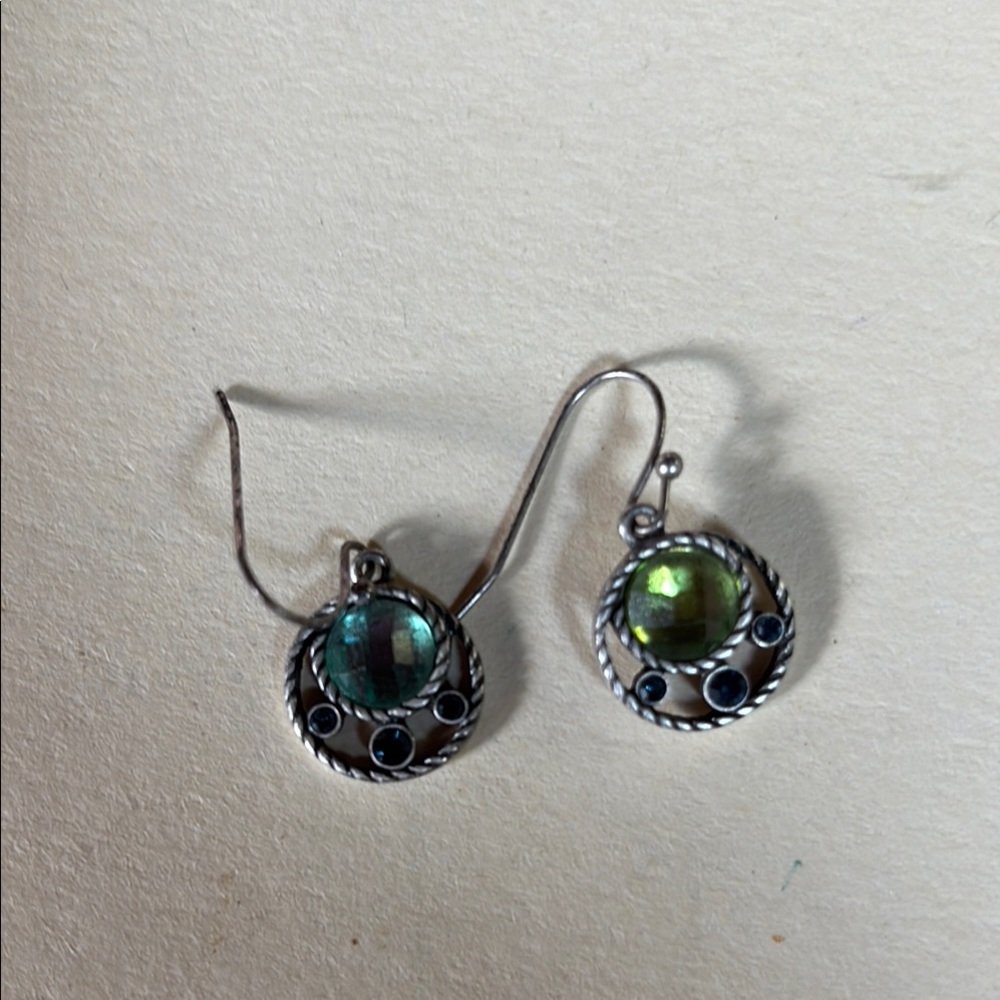 Elegant Silver and Green Earrings
